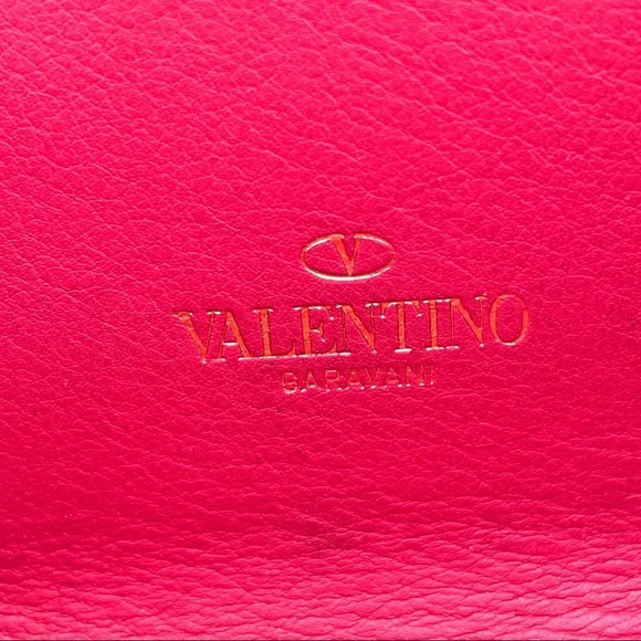 Valentino Rockstud hot pink mini leather zip wallet